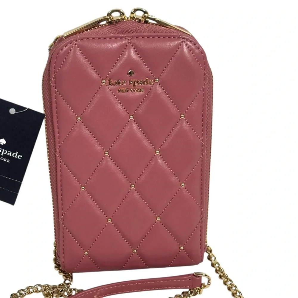 KATE SPADE CAREY QUILTED STUDDED PHONE CHAIN CROSSBODY